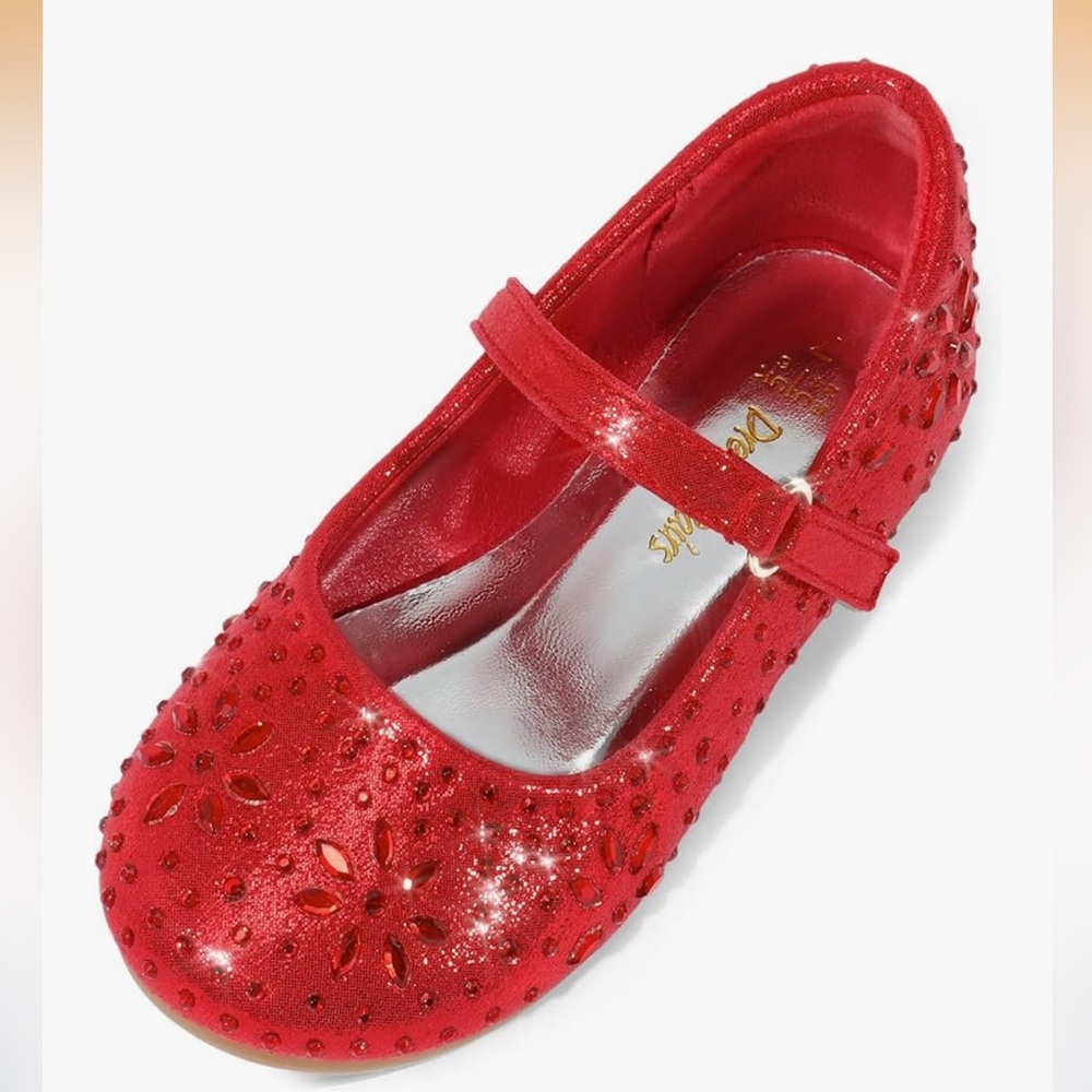 Dream Paris Toddler’s Mary Jane - Red Rhinestone Flats size toddler 5 NWT